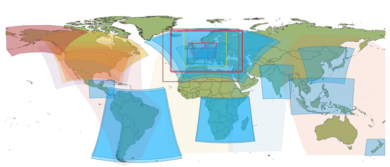 Figura 2: Visão geral dos domínios de modelo de meteoblue® AG
